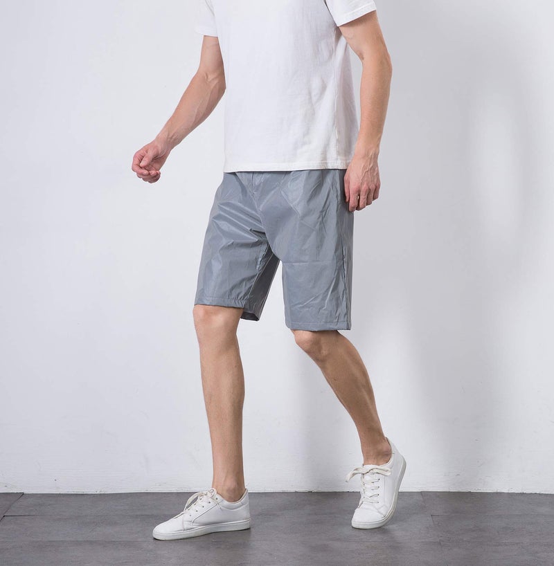 LZLRUN Reflective Shorts Pant Men Fluorescent Trouser Casual Night Jogger(XL) Grey - Image 5